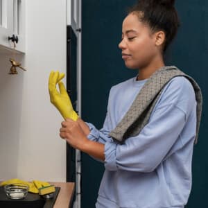 Detailed cleaning supplies for kitchen and bathroom deep cleaning
